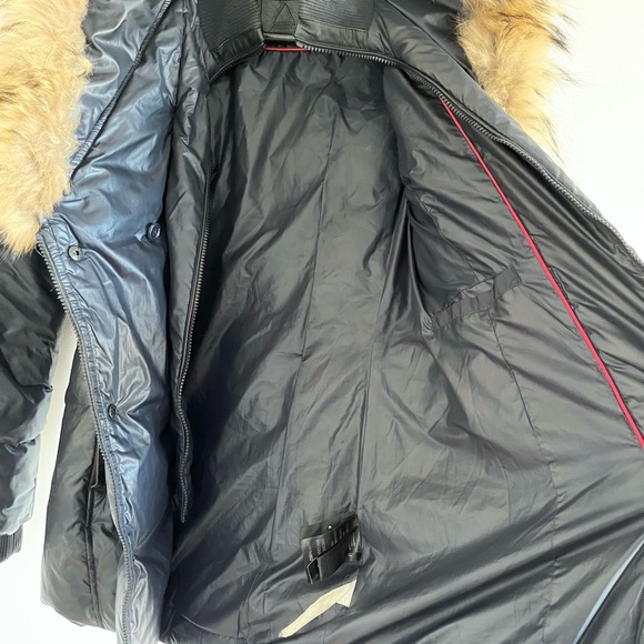 RUDSAK ATELIER NOIR SANDRA JACKET NAVY BLUE BLACK LEATHER REAL FUR HOOD XS - Picture 9 of 16